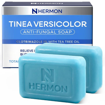 Hermon Tinea Versicolor Soap 2 Bars: Multi-Functional Clinically Proven for Tinea Versicolor, Athlete's Foot, Jock Itch, Ringworm